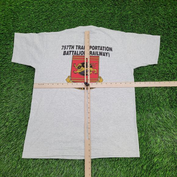 Vintage 757th Transportation Batallion Shirt Large 21x28 Railway - Picture 6 of 15